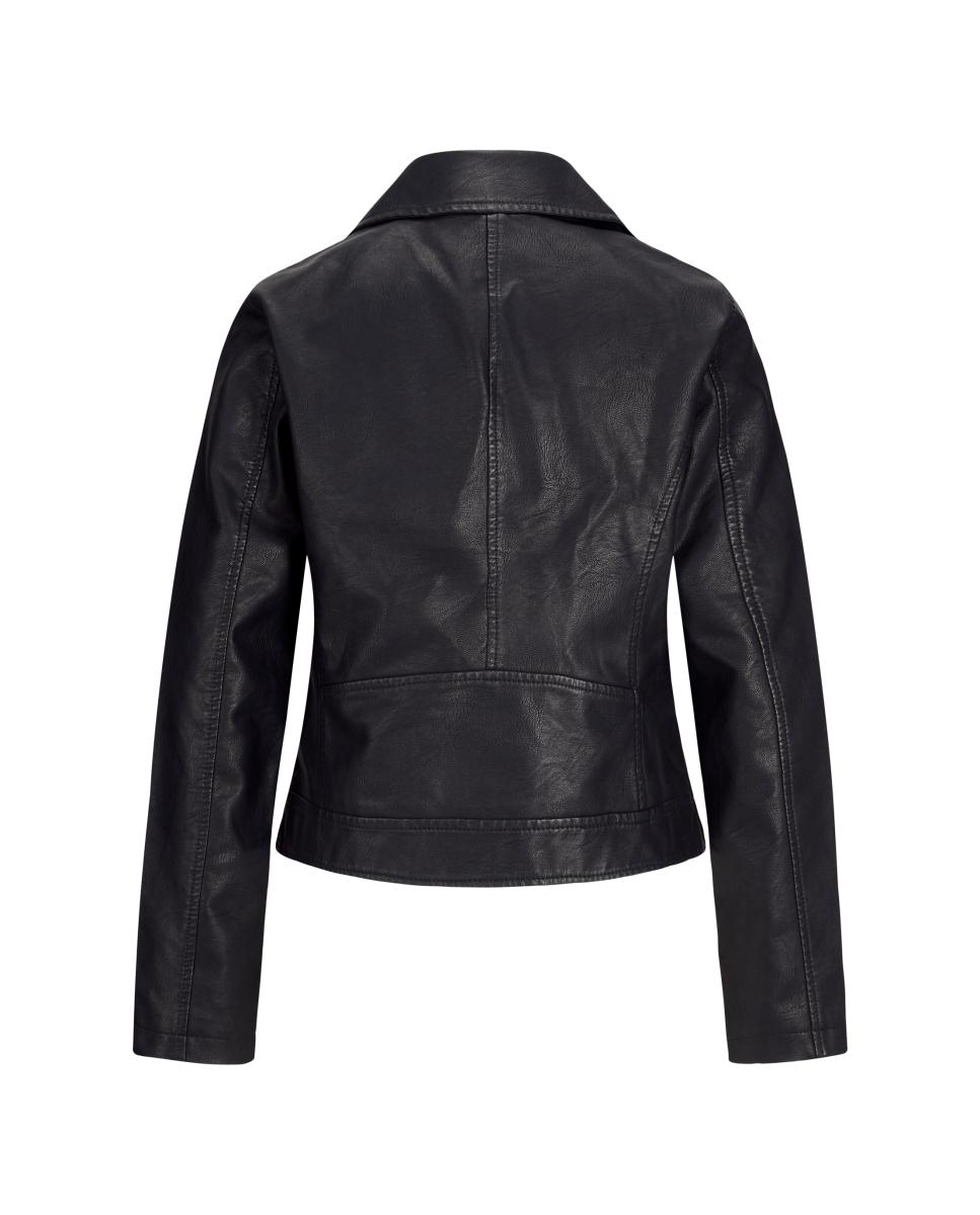 Blusão biker com efeito de pele Preto-6