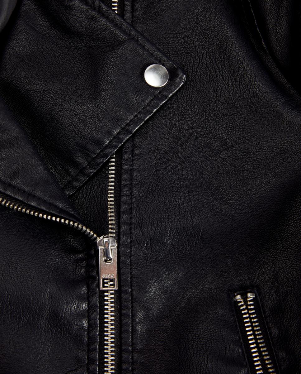 Blusão biker com efeito de pele Preto-7