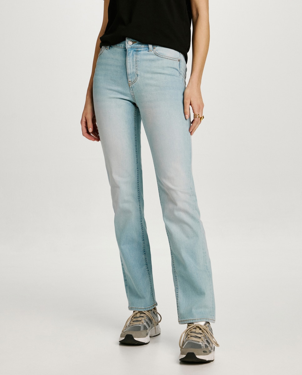 Jeans de Cintura Média Azul-claro-2