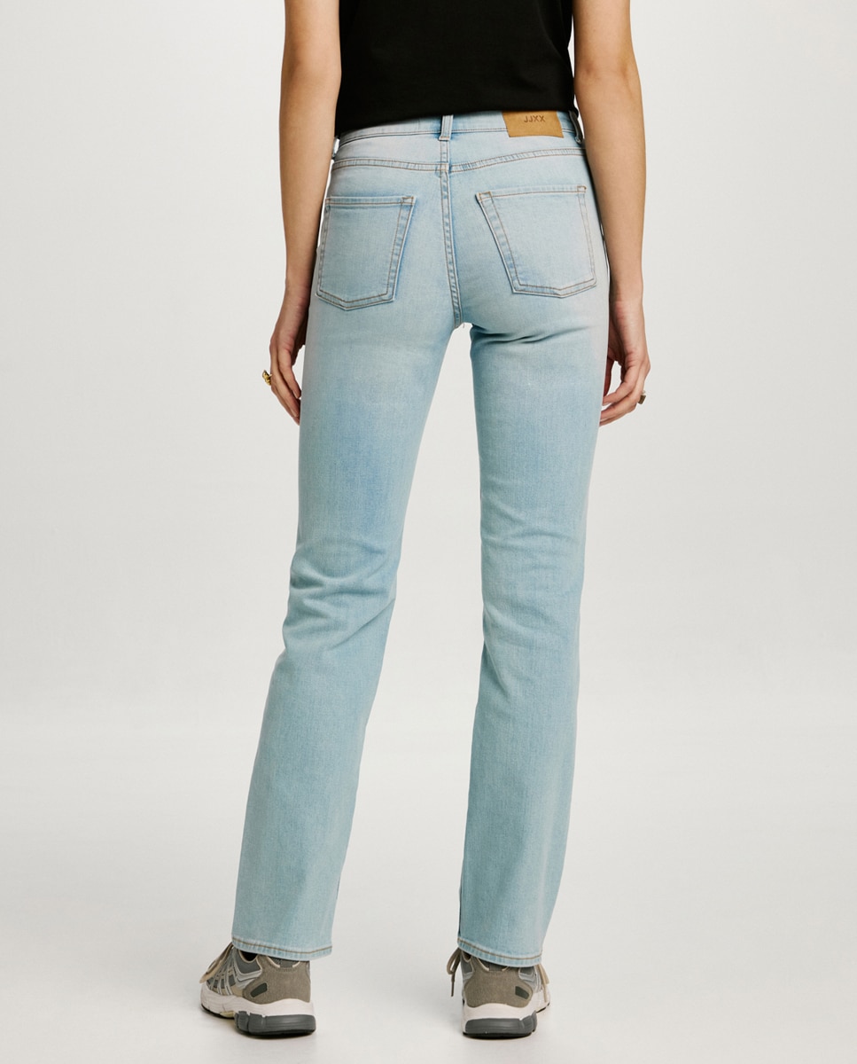 Jeans de Cintura Média Azul-claro-3
