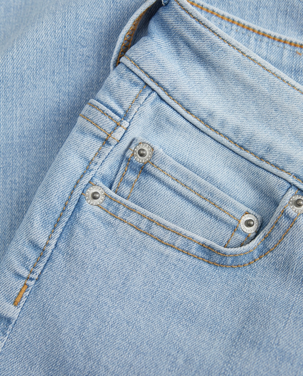Jeans de Cintura Média Azul-claro-7