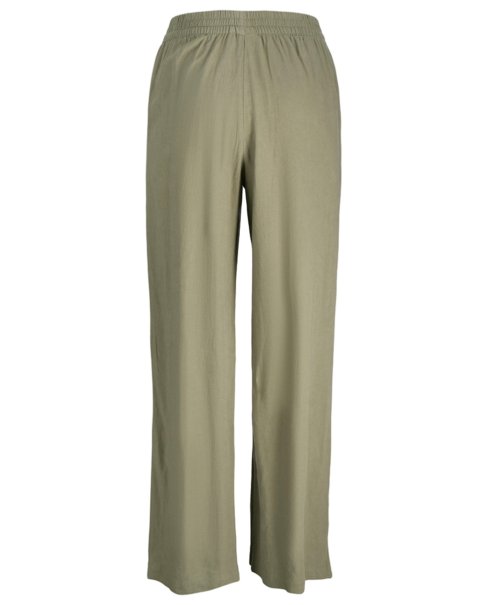 Pantalón de mujer de lino tiro alto - Jack & Jones - Verde militar Verde militar-6