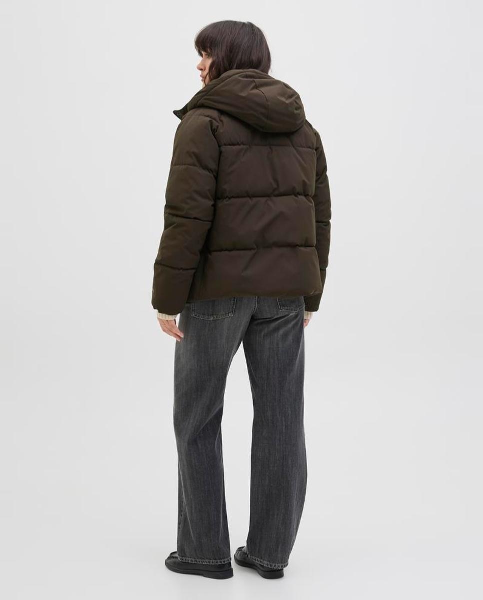 Chaqueta acolchada de mujer con capucha - Jack & Jones - Crema Marrón oscuro-3