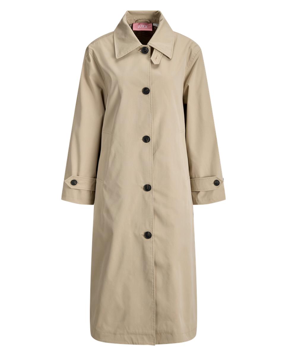 Gabardine comprida com cinto Bege-5