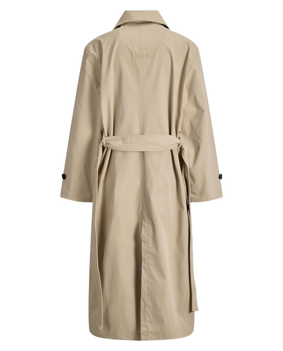 Gabardine comprida com cinto Bege-6