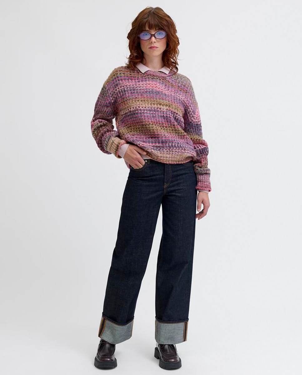 Camisola de malha com decote redondo e manga comprida Multicolor-2