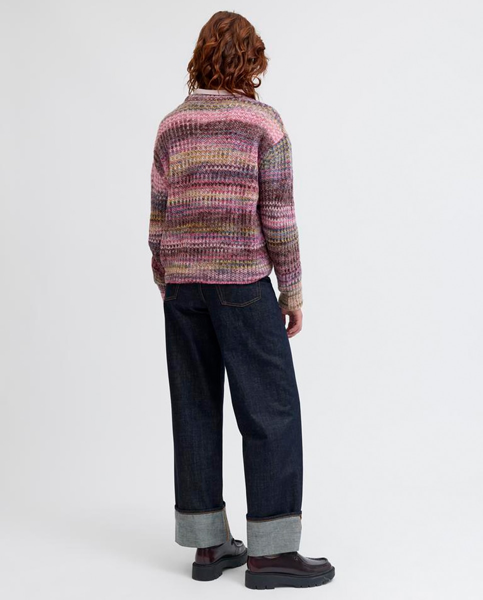 Camisola de malha com decote redondo e manga comprida Multicolor-3