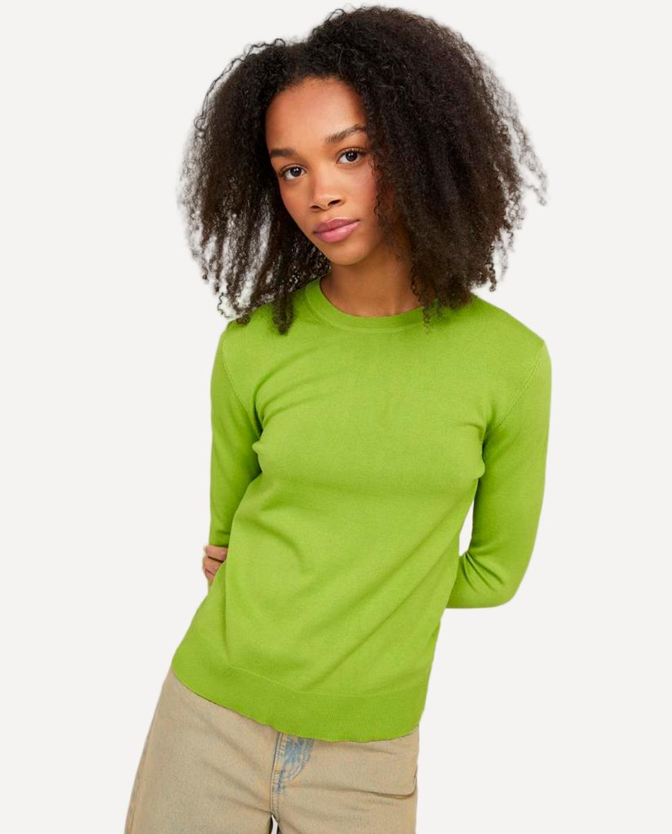 Camisola de Malha Fina Lisa Verde-4