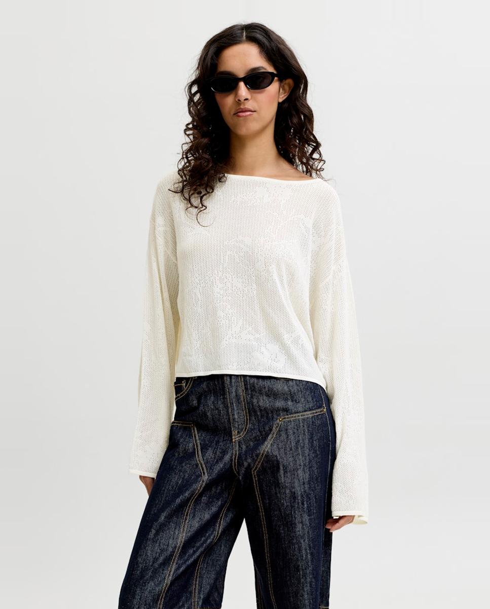 Jack & Jones - Jersey de mujer de punto con cuello barco.