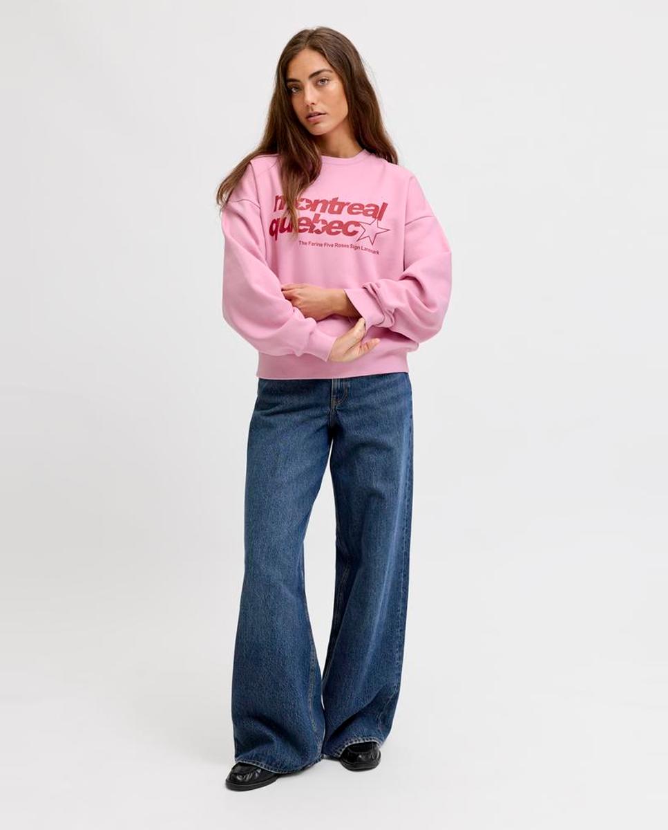 Sweatshirt com decote redondo Rosa-2