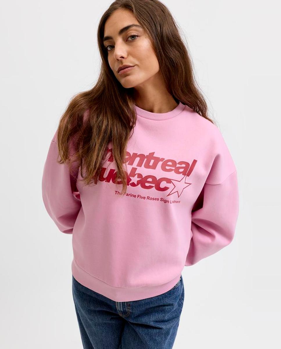 Sweatshirt com decote redondo Rosa-4