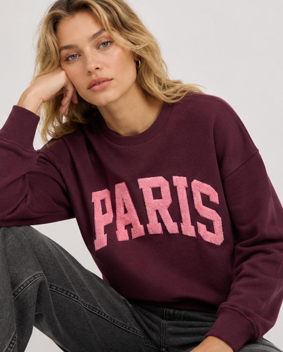Imagen 4 de Sudadera de mujer manga larga - Jack & Jones - Burdeos Burdeos