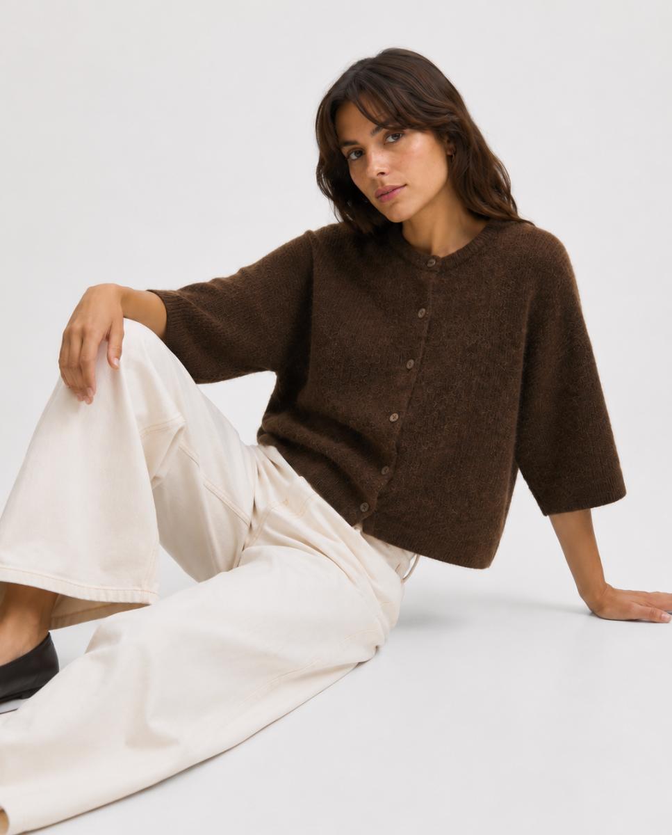 Cárdigan de mujer manga corta - Jack & Jones - Caramelo Caramelo-3