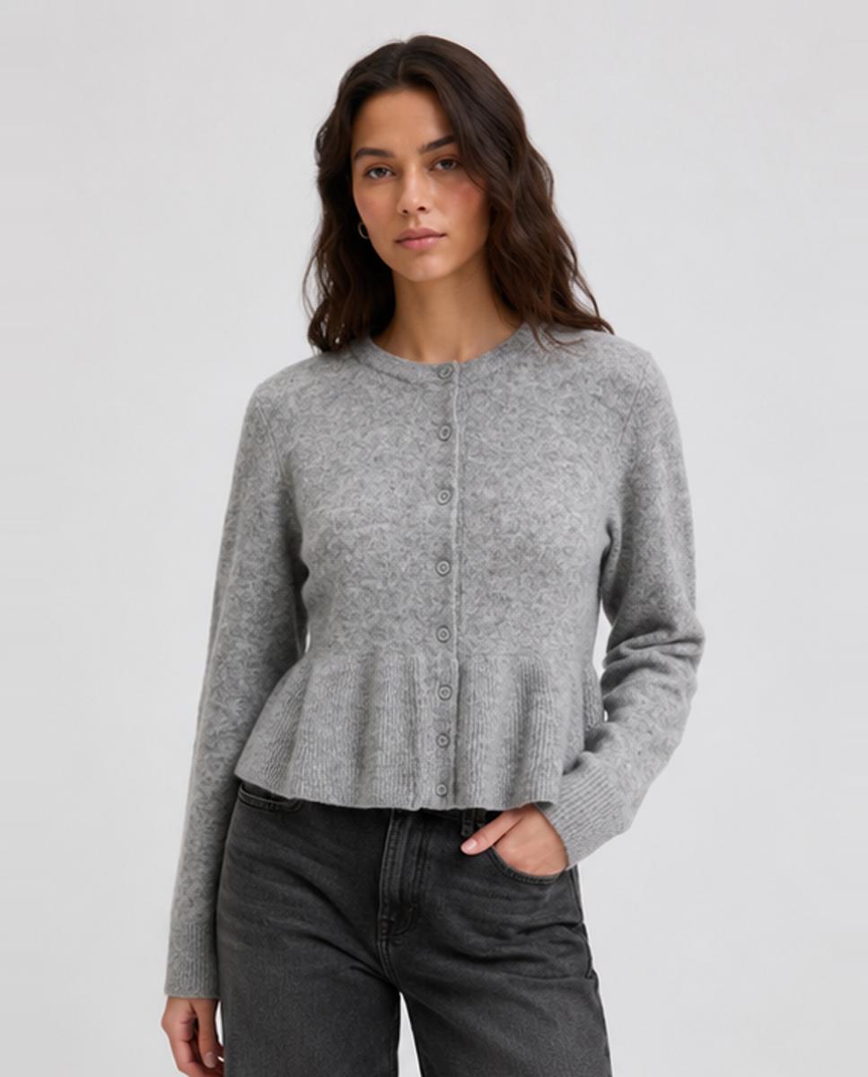 Cárdigan de mujer manga larga - Jack & Jones - Gris claro Gris claro-1