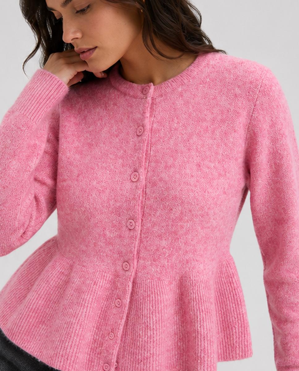 Cárdigan de mujer manga larga - Jack & Jones - Rosa Rosa-4