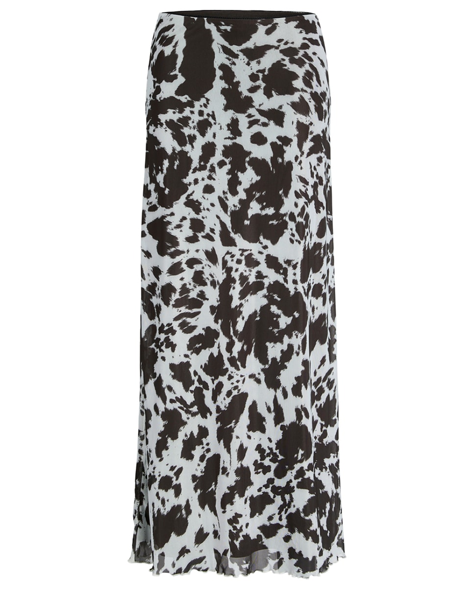 Saia Comprida com Animal Print Preto-1
