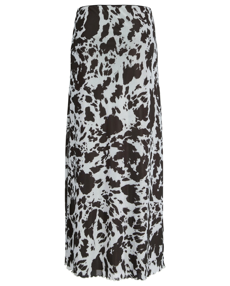 Saia Comprida com Animal Print Preto-2