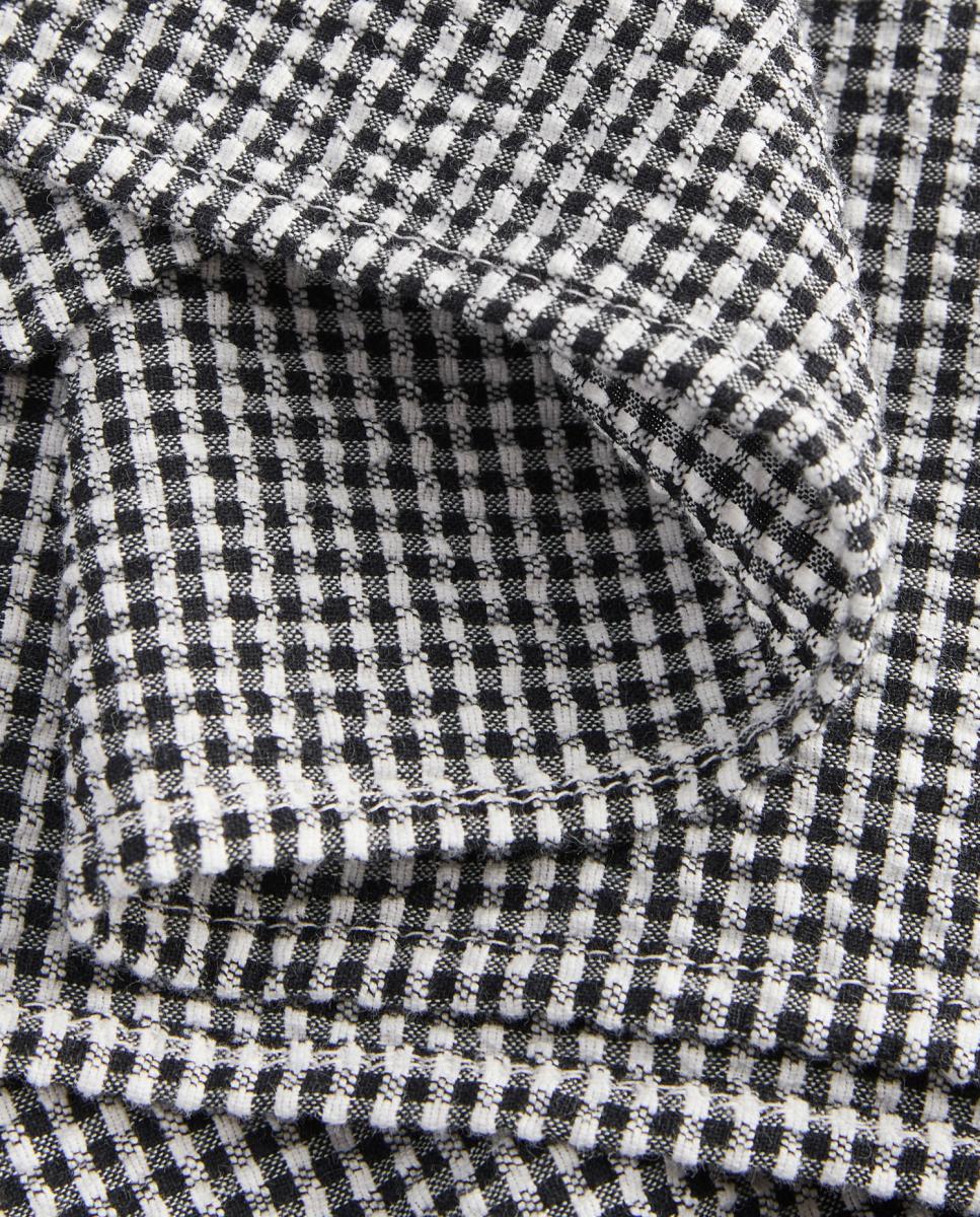 Saia Comprida Vichy com Cintura Elástica Preto-4