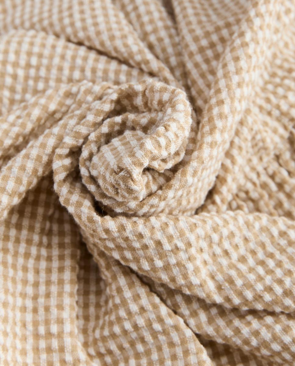 Saia Comprida Vichy com Cintura Elástica Castanho-4