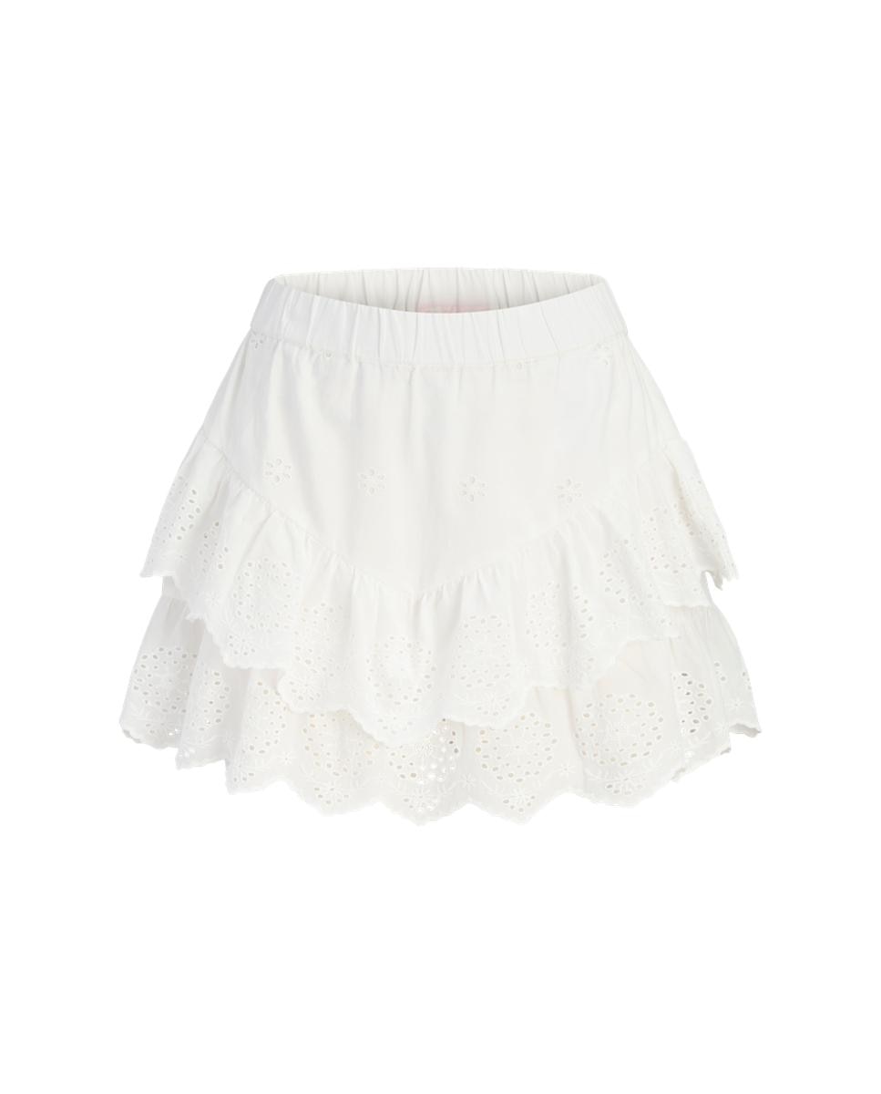 Saia Curta com Folhos e Bordado Branco-5