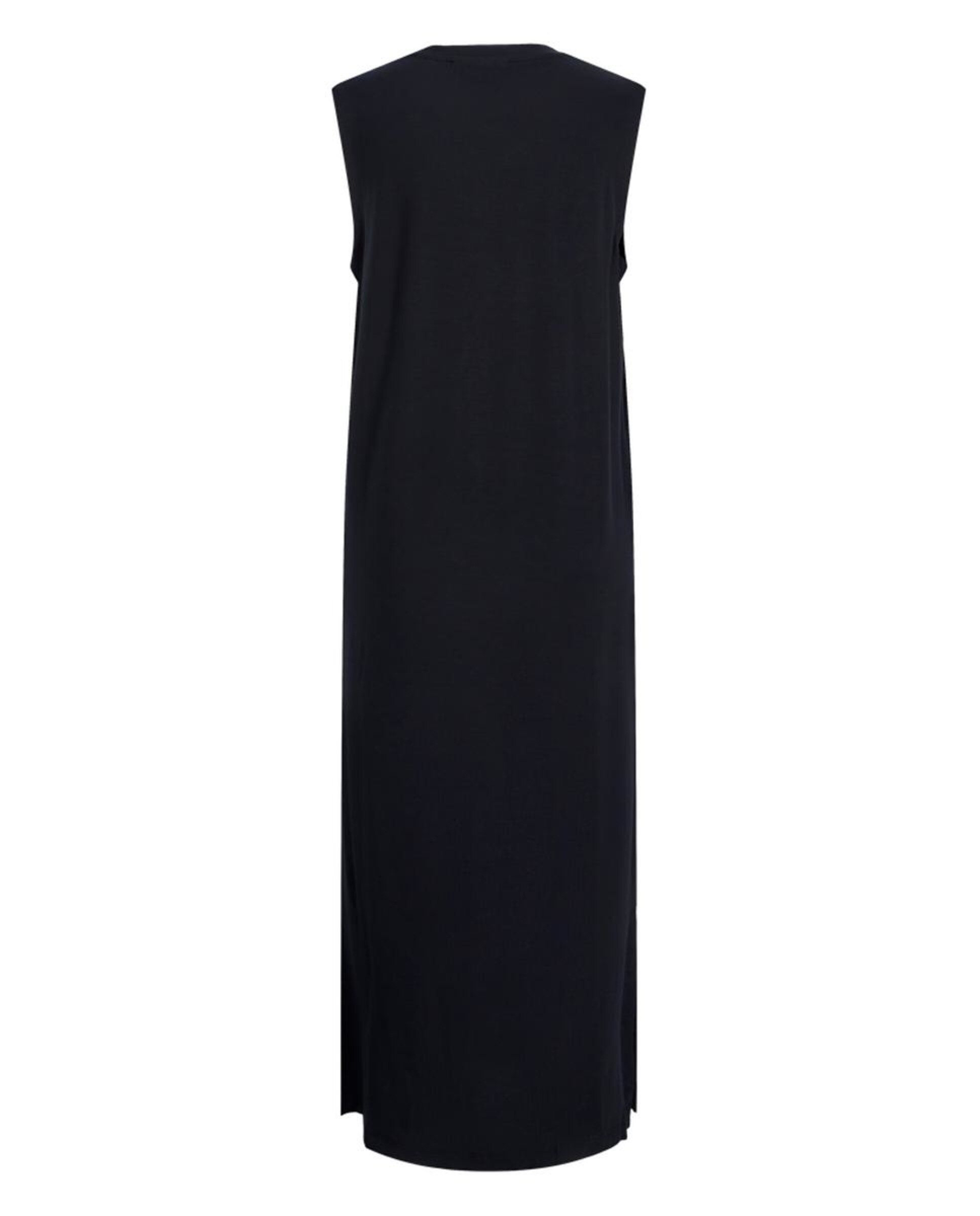 Vestido midi liso Preto-6
