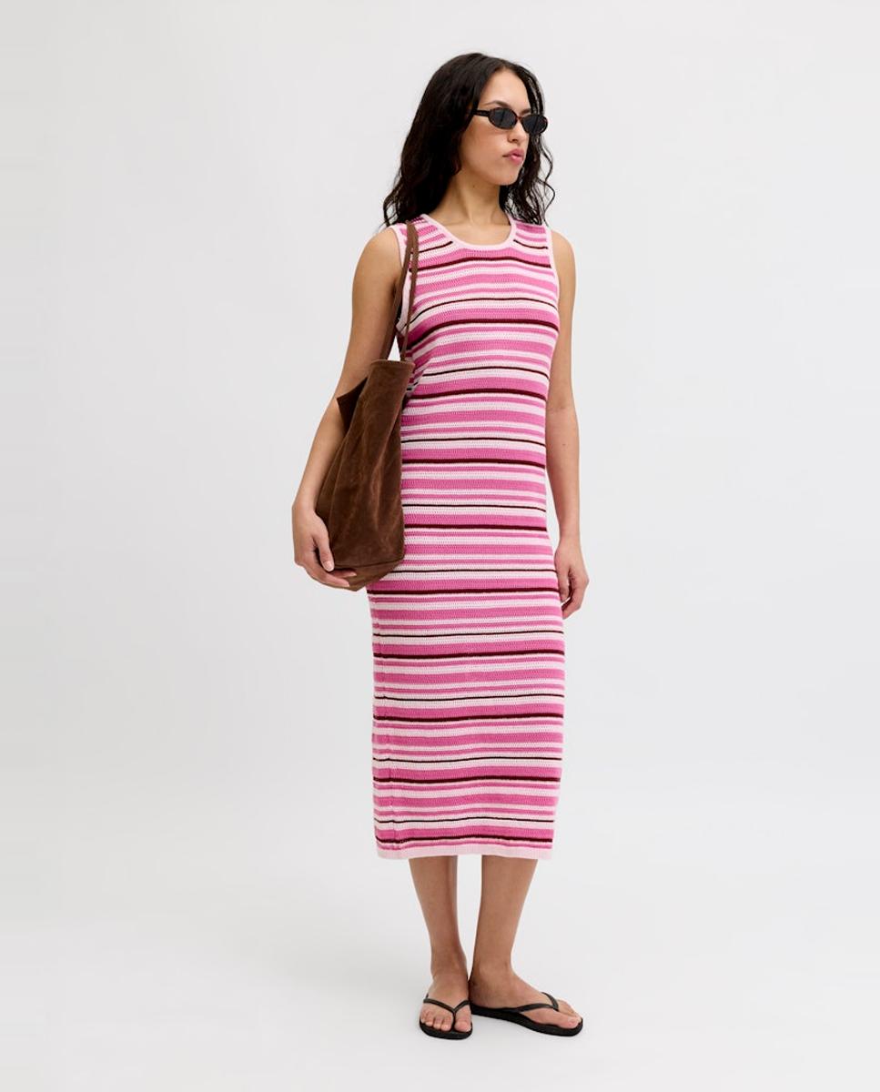 Vestido Maxi sem Mangas Rosa-3
