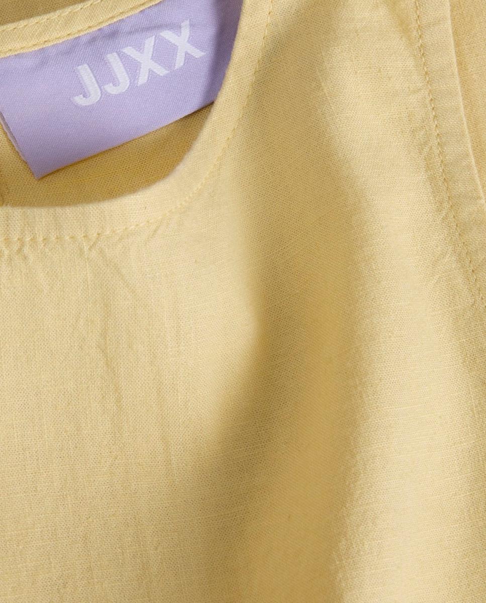 Vestido Curto em Tecido Ligeiro sem Mangas Amarelo-8