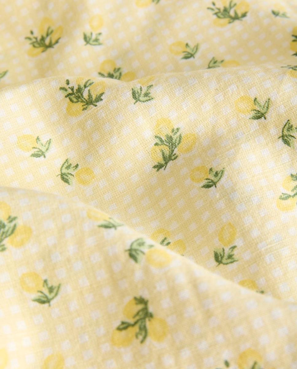 Vestido Comprido Estampado com Alças Cruzadas Amarelo-7