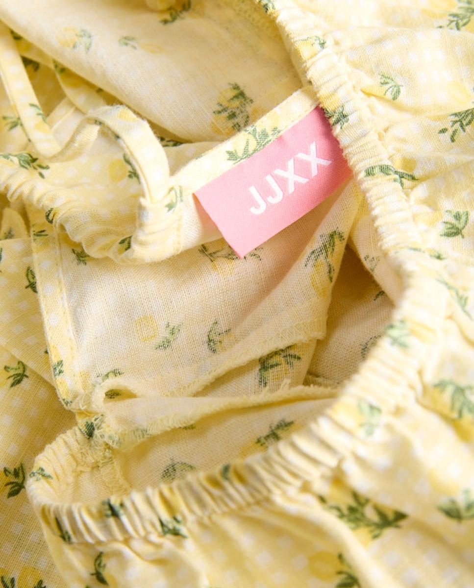 Vestido Comprido Estampado com Alças Cruzadas Amarelo-8