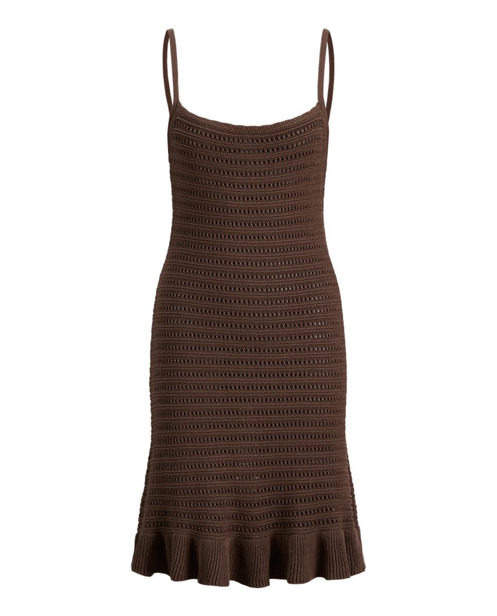 Vestido Curto de Malha com Alças Castanho-escuro-5