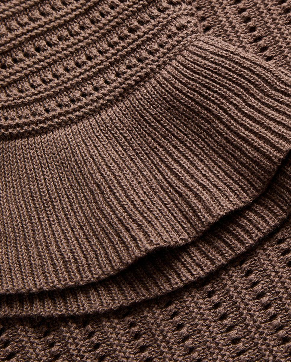 Vestido Curto de Malha com Alças Castanho-escuro-7