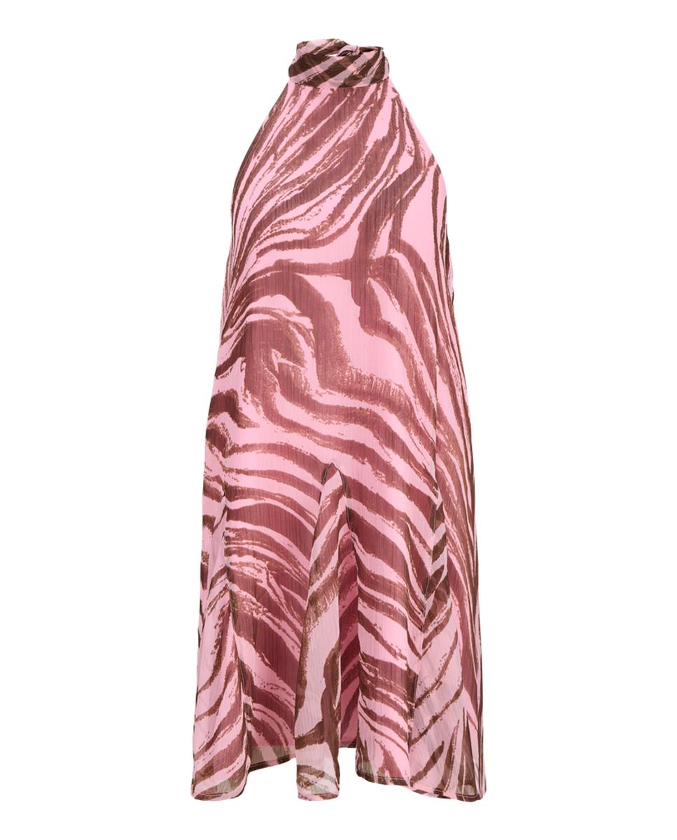 Vestido Curto Estampado com Gola Halter Rosa-5
