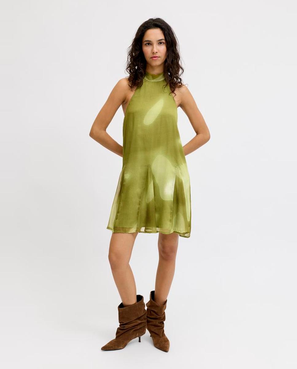 Imagem 0 de Vestido Curto Estampado com Gola Halter