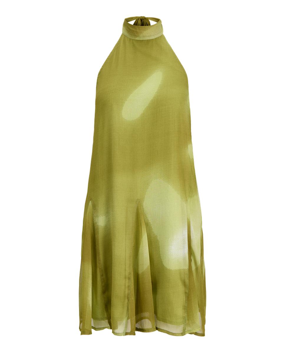 Vestido Curto Estampado com Gola Halter Verde-5