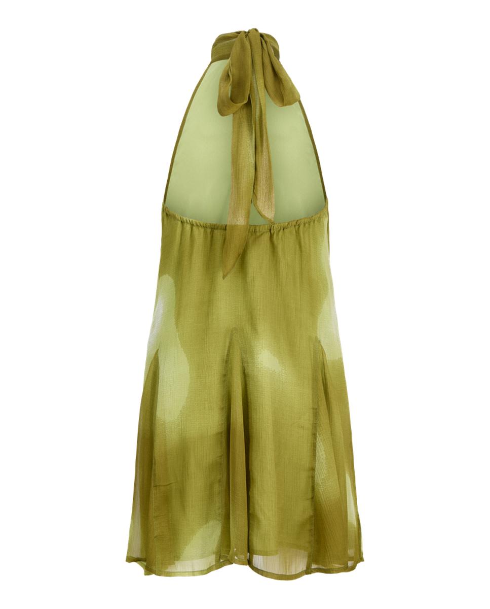 Vestido Curto Estampado com Gola Halter Verde-6