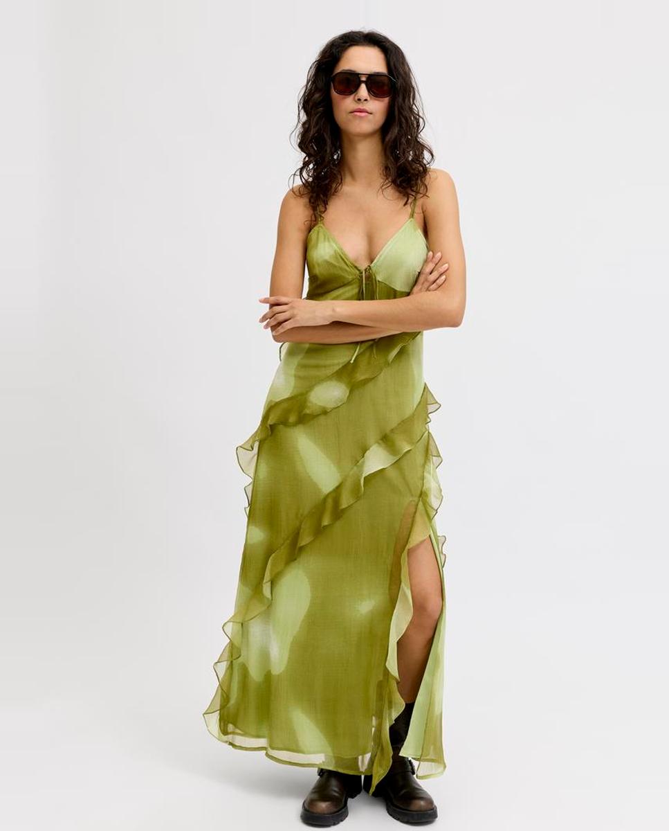 Imagem 0 de Vestido Comprido de Alças com Folhos