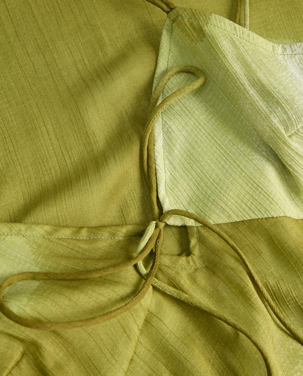 Vestido Comprido de Alças com Folhos Verde-7