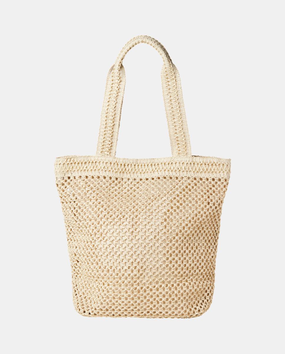 Mala Shopper Grande com Efeito de Ráfia Natural-2
