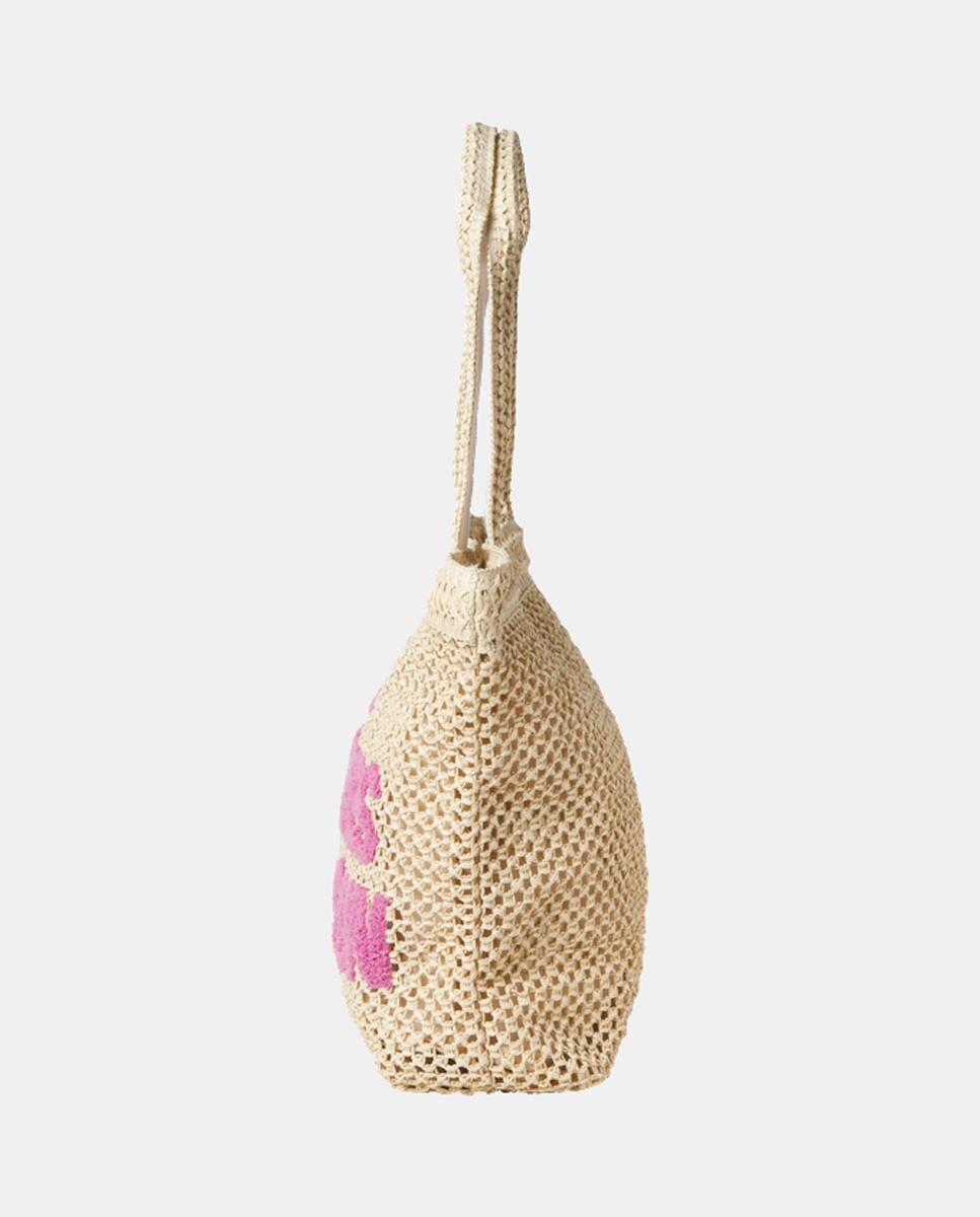 Mala Shopper Grande com Efeito de Ráfia Natural-3