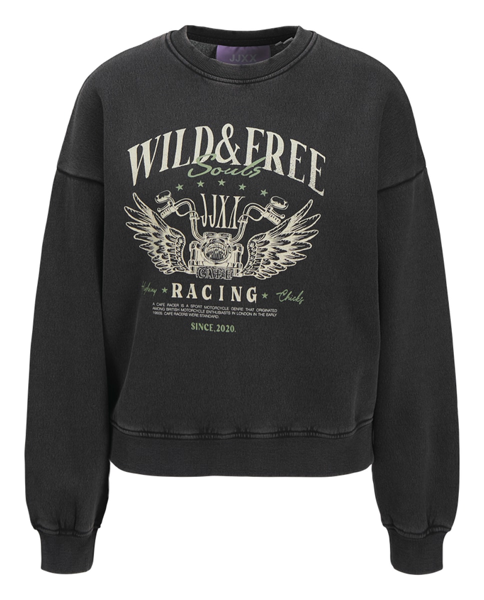 Sweatshirt com Estampado à Frente Preto-5