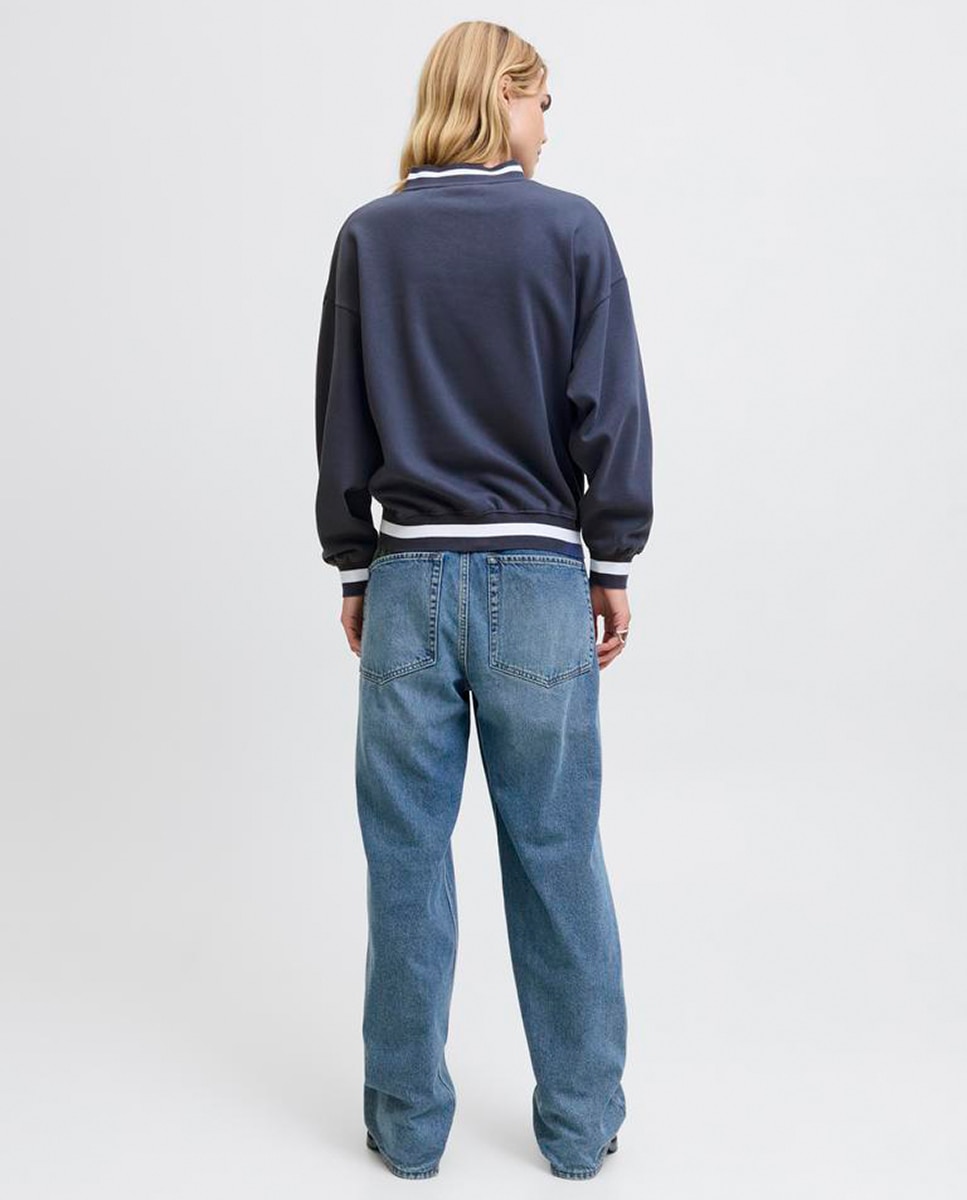 Sweatshirt com Estampado à Frente Azul-marinho-3