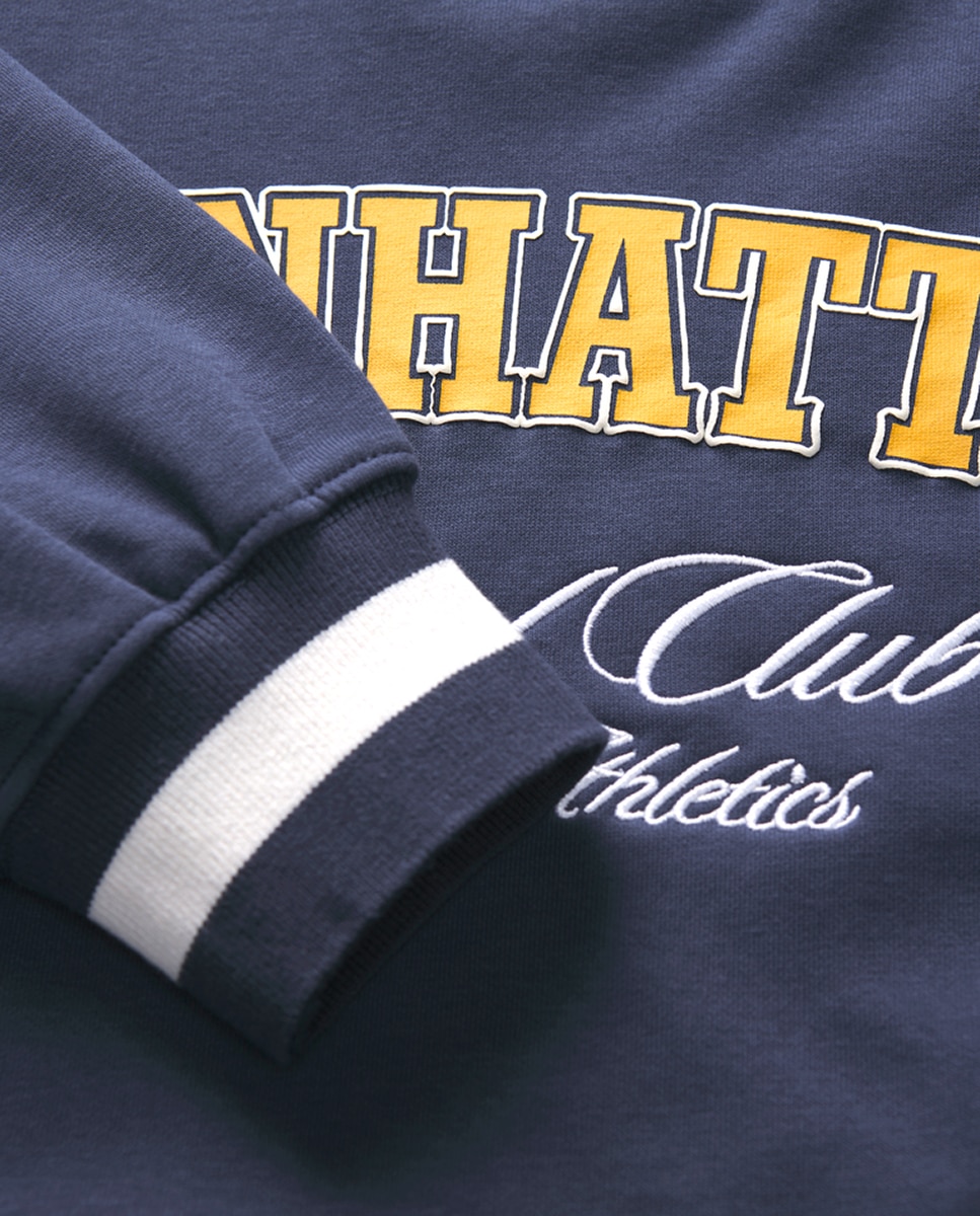 Sweatshirt com Estampado à Frente Azul-marinho-7