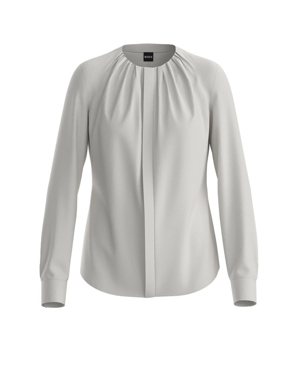 Imagem 0 de Blusa com Gola Franzida em Crepe da China e Seda Elástica