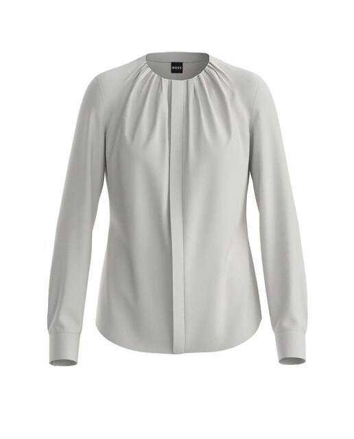 Imagem 0 de Blusa com Gola Franzida em Crepe da China e Seda Elástica