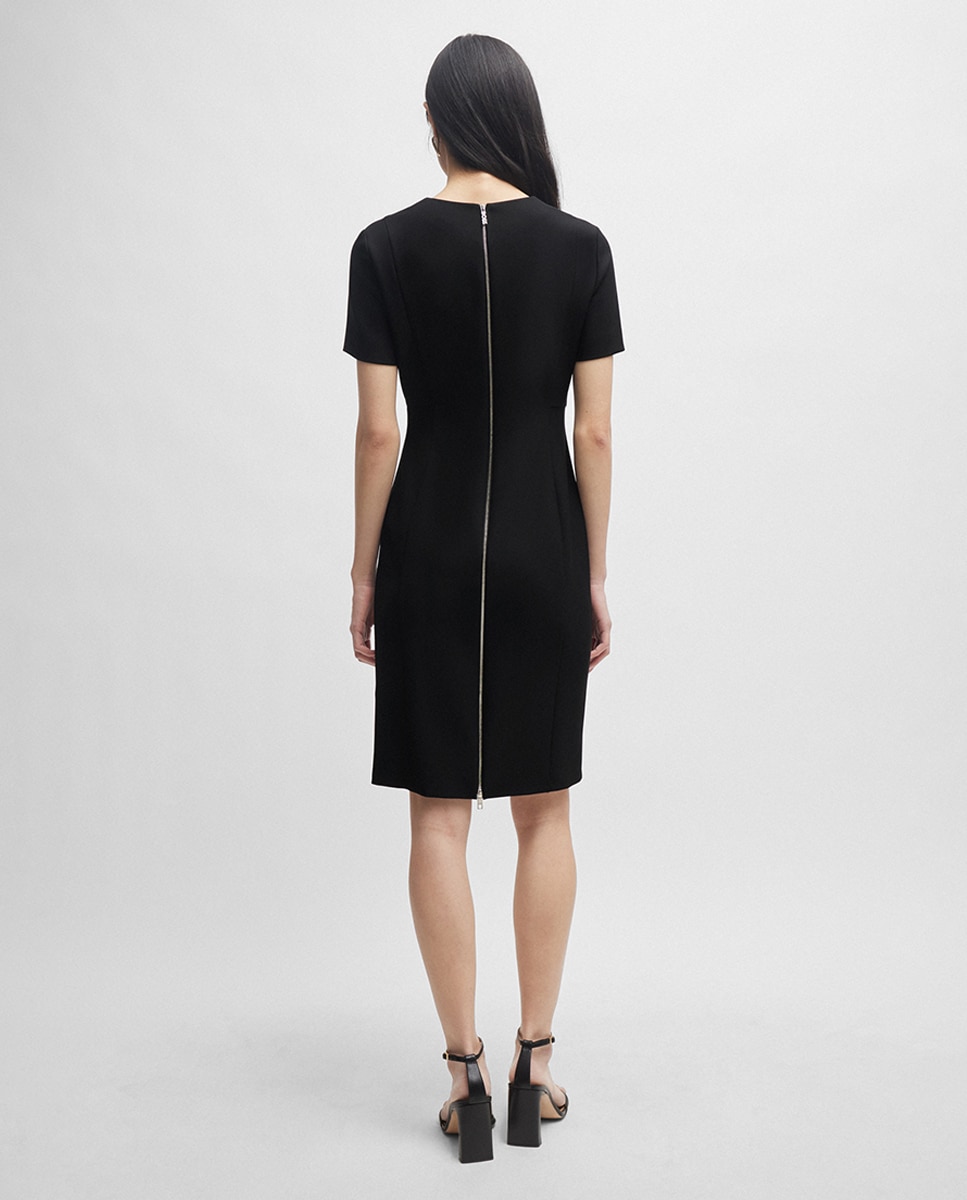 Vestido Slim Fit com Fecho de Correr que Percorre Todas as Costas Preto-2