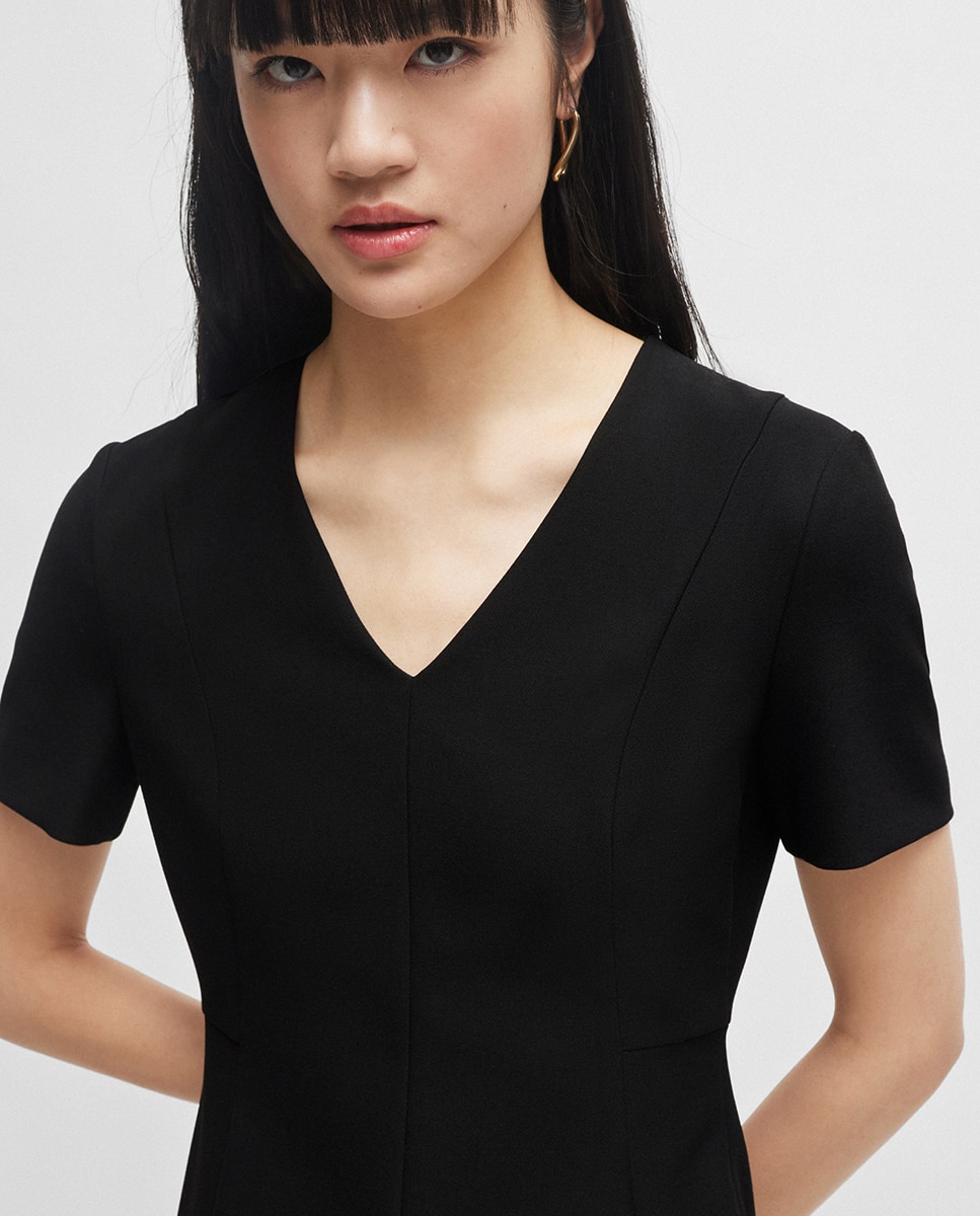 Vestido Slim Fit com Fecho de Correr que Percorre Todas as Costas Preto-4