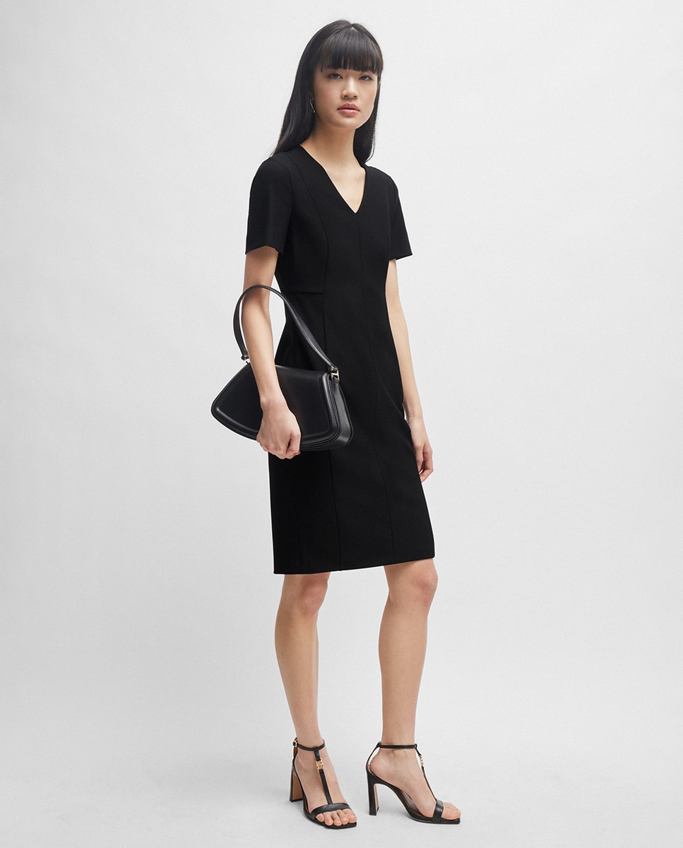 Vestido Slim Fit com Fecho de Correr que Percorre Todas as Costas Preto-6