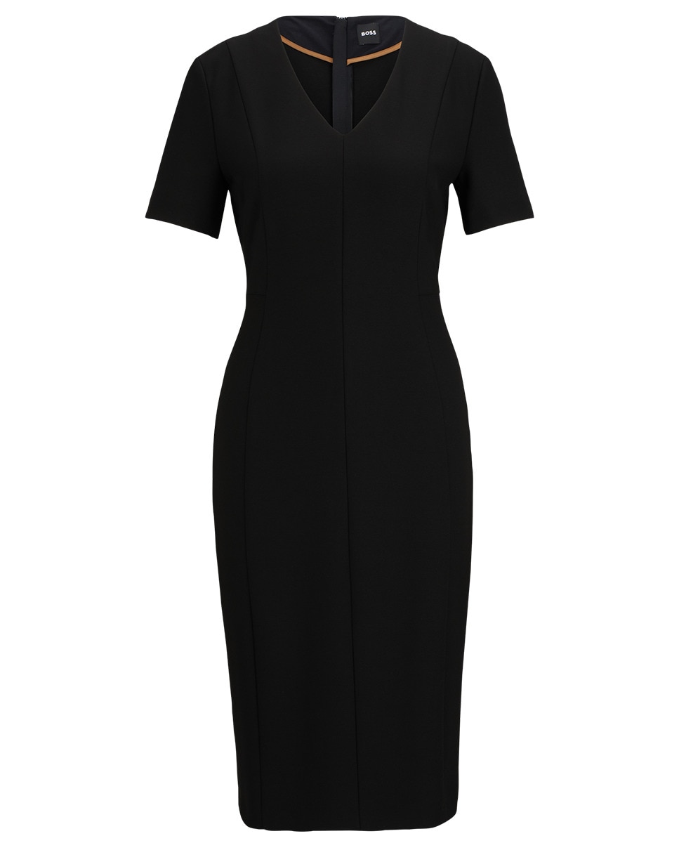 Vestido Slim Fit com Fecho de Correr que Percorre Todas as Costas Preto-5