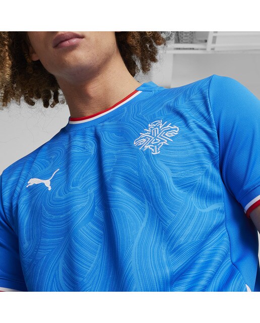 T-shirt de Homem 1.º Equipamento Islândia KSI 2024 Réplica Azul-4