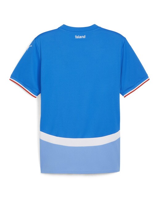 T-shirt de Homem 1.º Equipamento Islândia KSI 2024 Réplica Azul-7